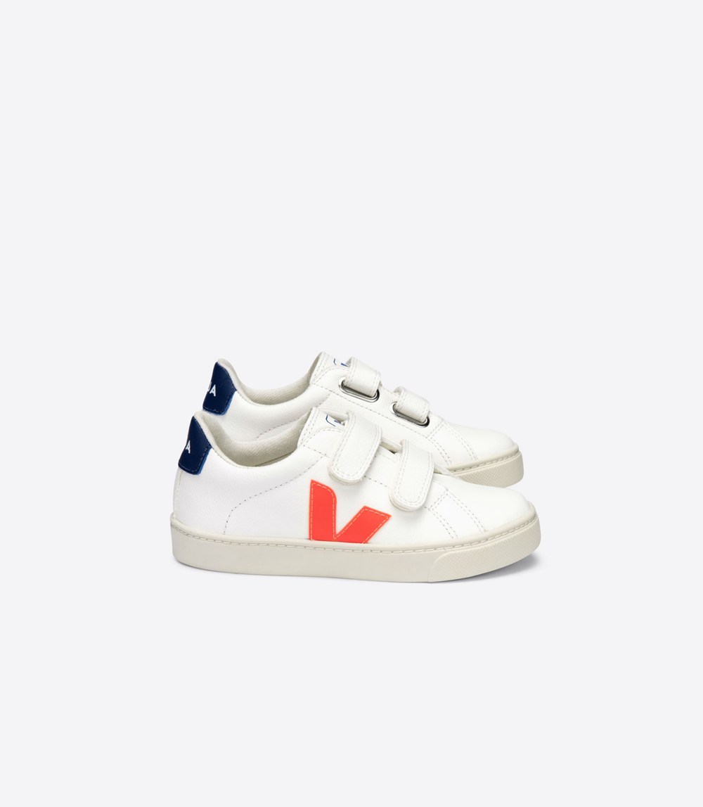 Veja Sneakers Kids - Esplar Velcro Chromefree - White/Orange - 9057DGJSM